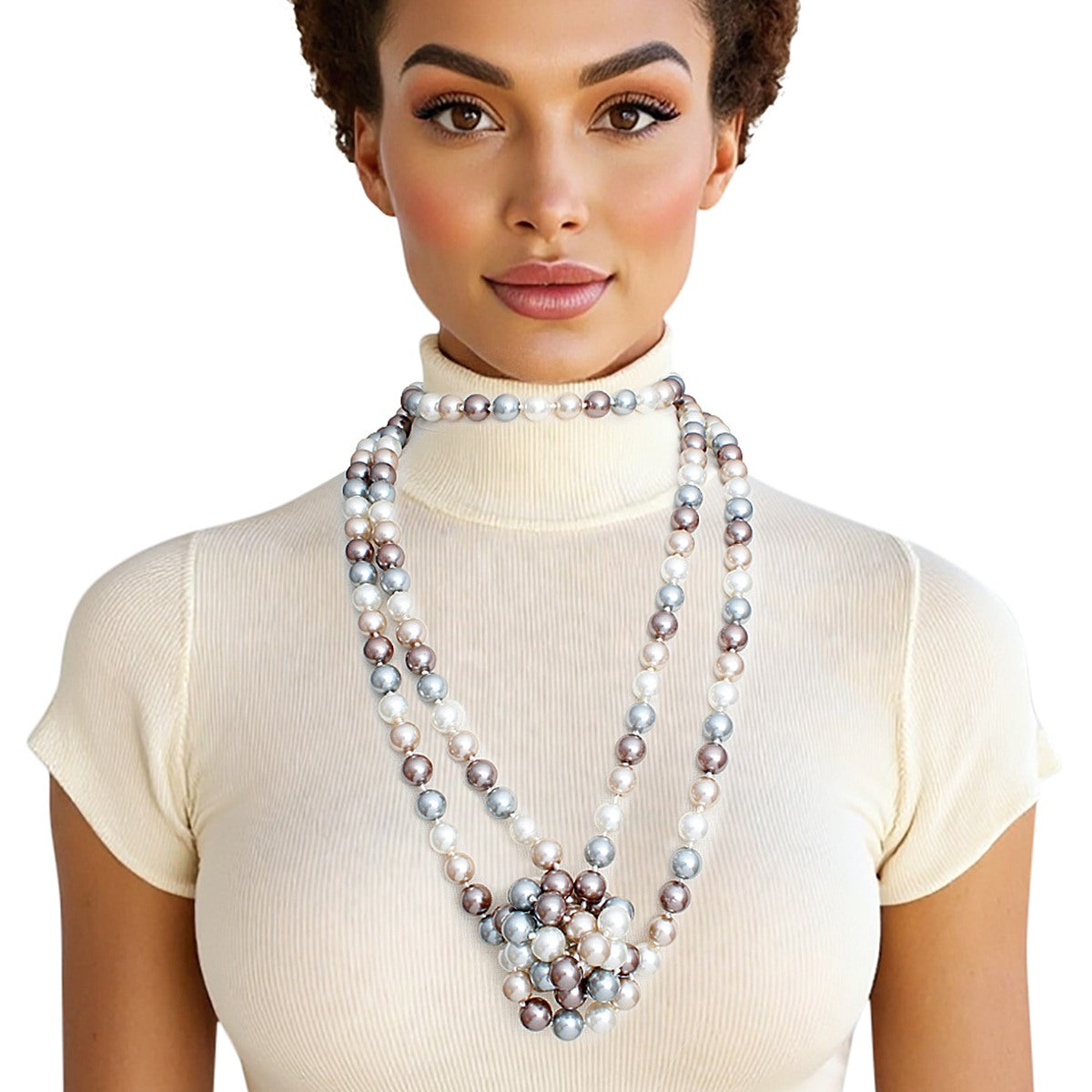 Collar sin fin de múltiples perlas de vidrio Coco Designer Style