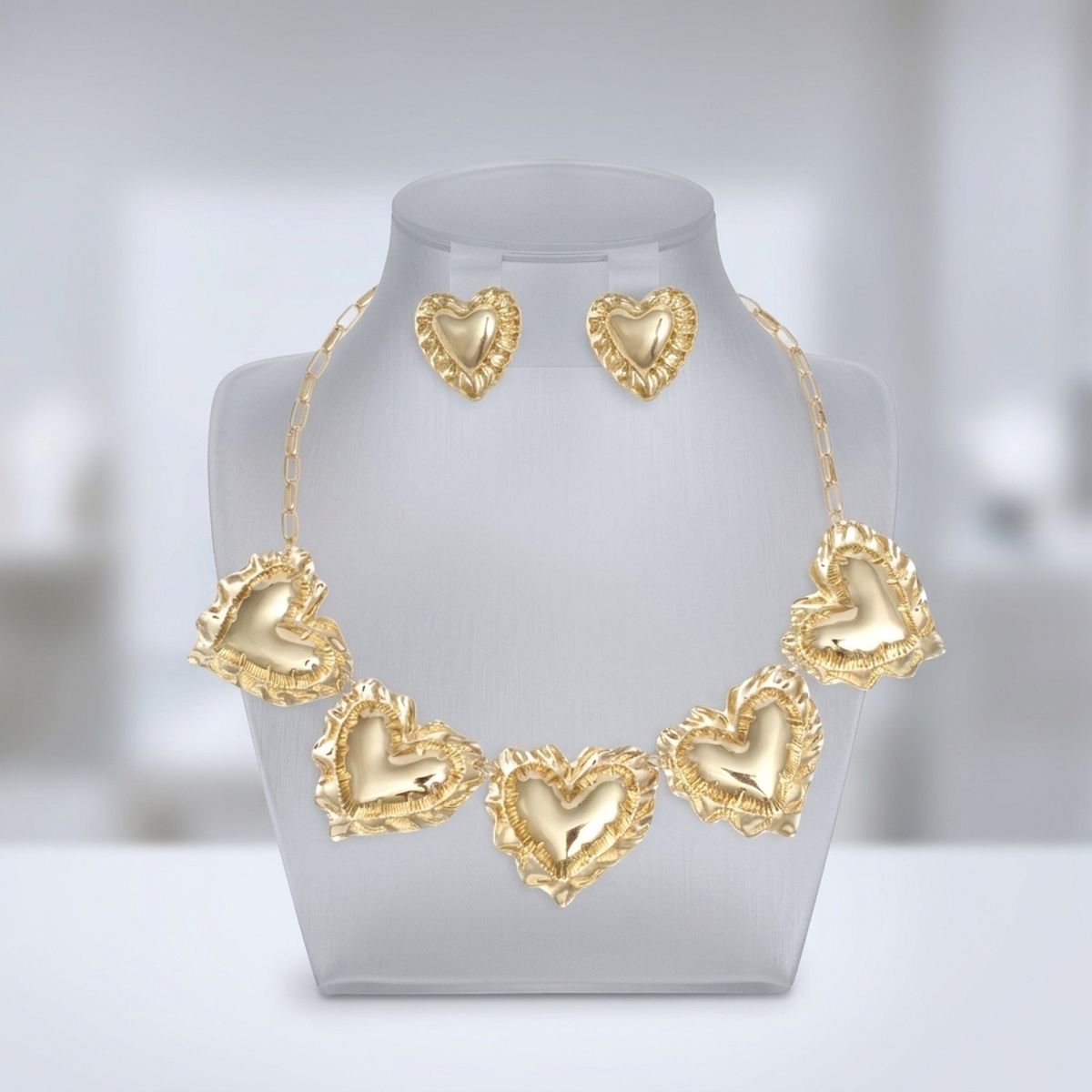 Collar Gold Heart Mylar Balloon Link Necklace