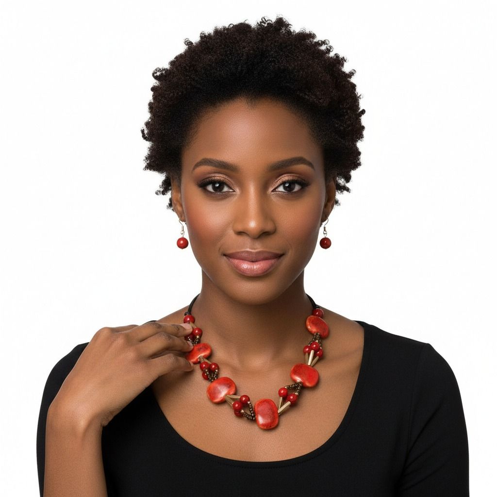 Red Ceramic Bead Cord Set