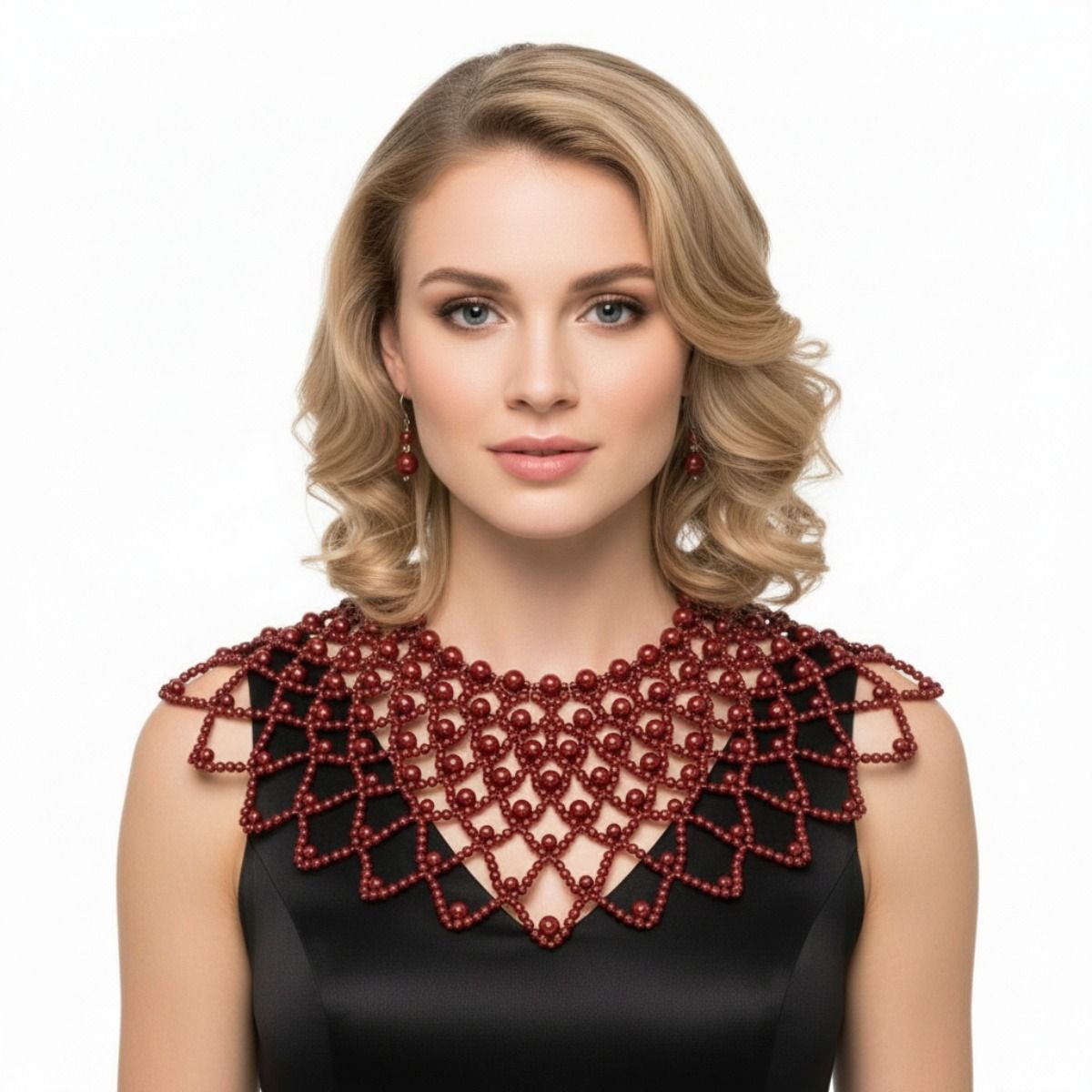 Burgundy Pearl Choker Cape