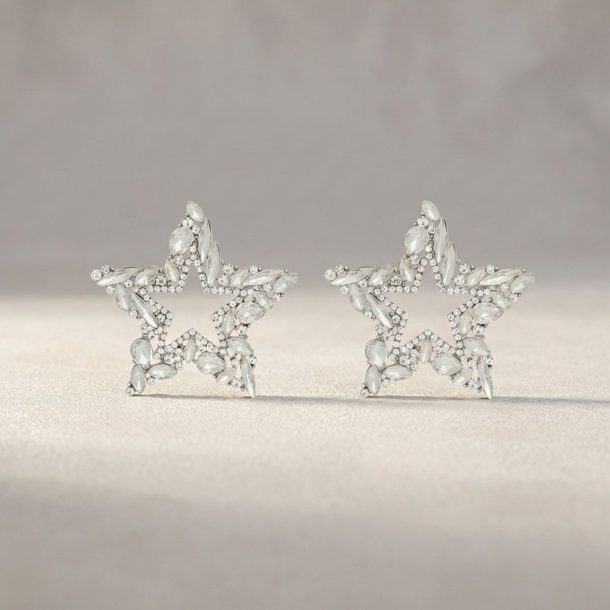 AKA Silver Star Clear Crystal Edged Stud Earrings