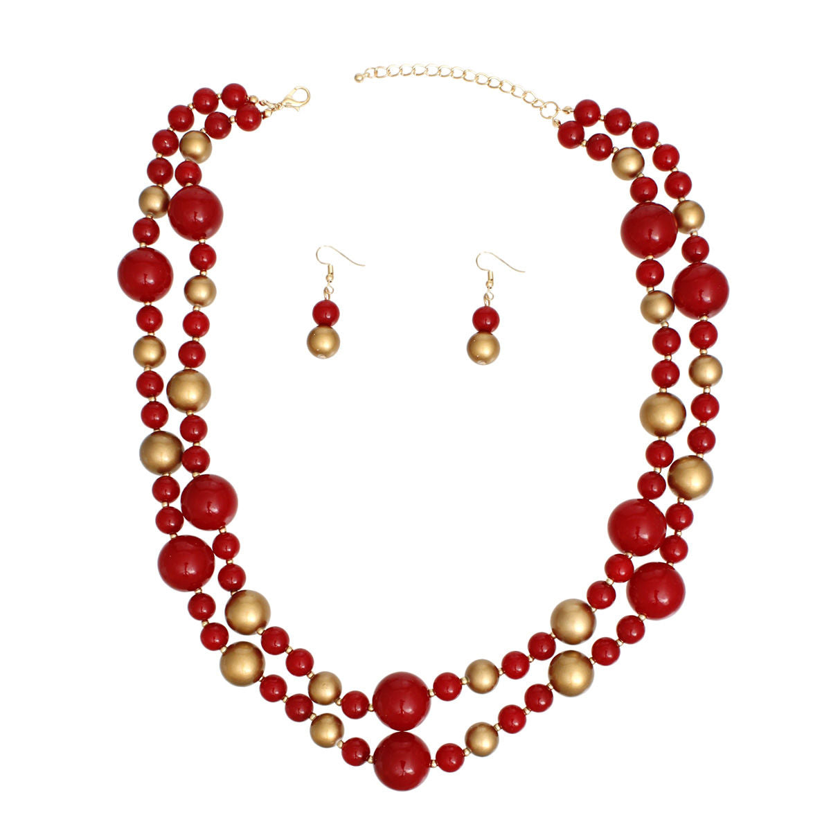 Necklace Red Gold Pearl Bead 2 Strand Set - Premium Wholesale Jewelry from Pinktown - Just $14! Shop now at chiquestyles