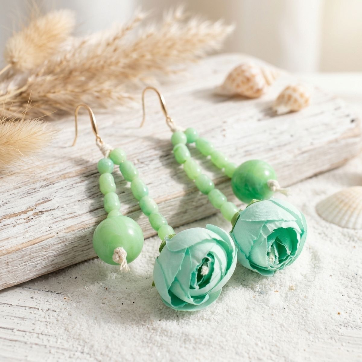 Mint Green Floral Garden Statement Bib Necklace