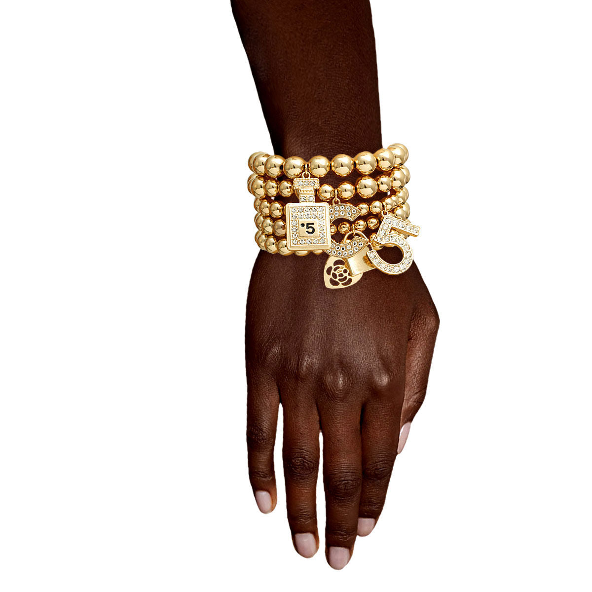 Shimmering Gold Boutique Number Charm Bracelets