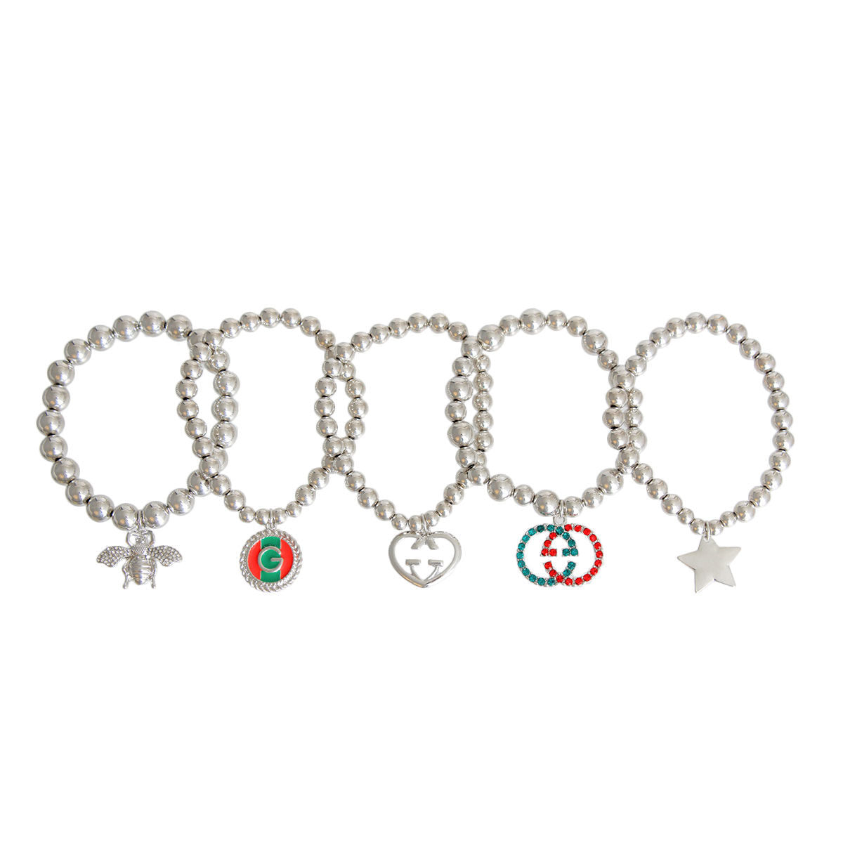 Silver Luxe Charm Stretch Bracelets