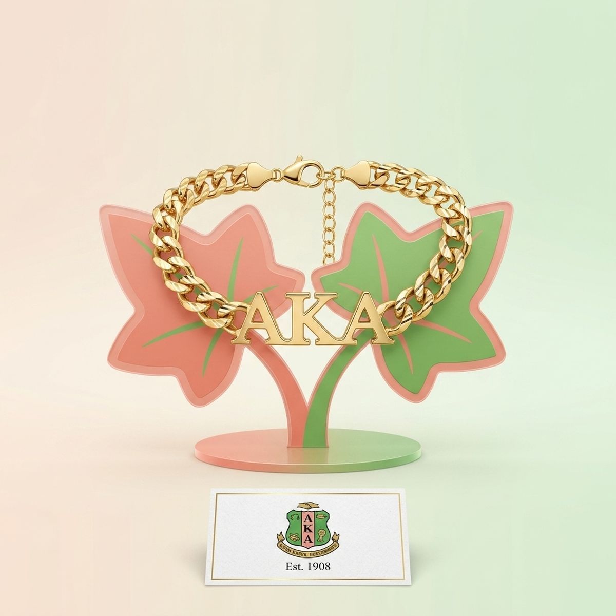 AKA Sorority Gold Chain Greek Letter Bracelet