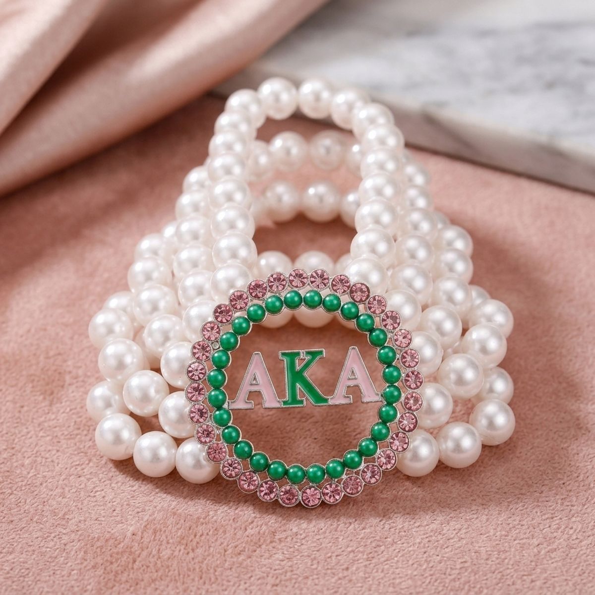 AKA Pearl Bracelet Alpha Kappa Pink Green