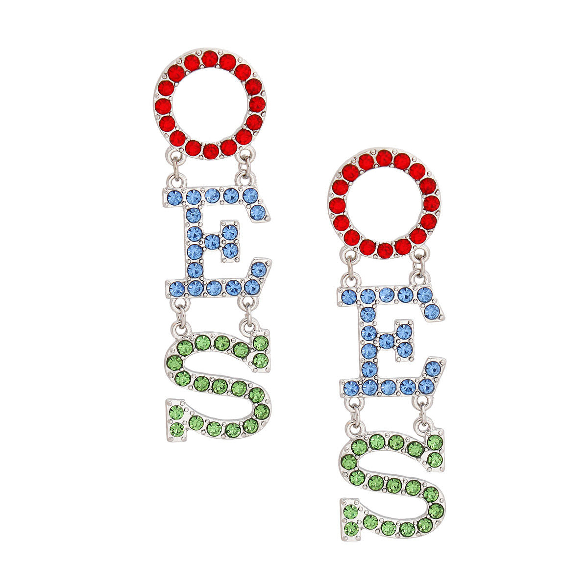 OES Sorority Linked Letter Rhinestone Dangle Studs - Premium Wholesale Jewelry from Pinktown - Just $13! Shop now at chiquestyles