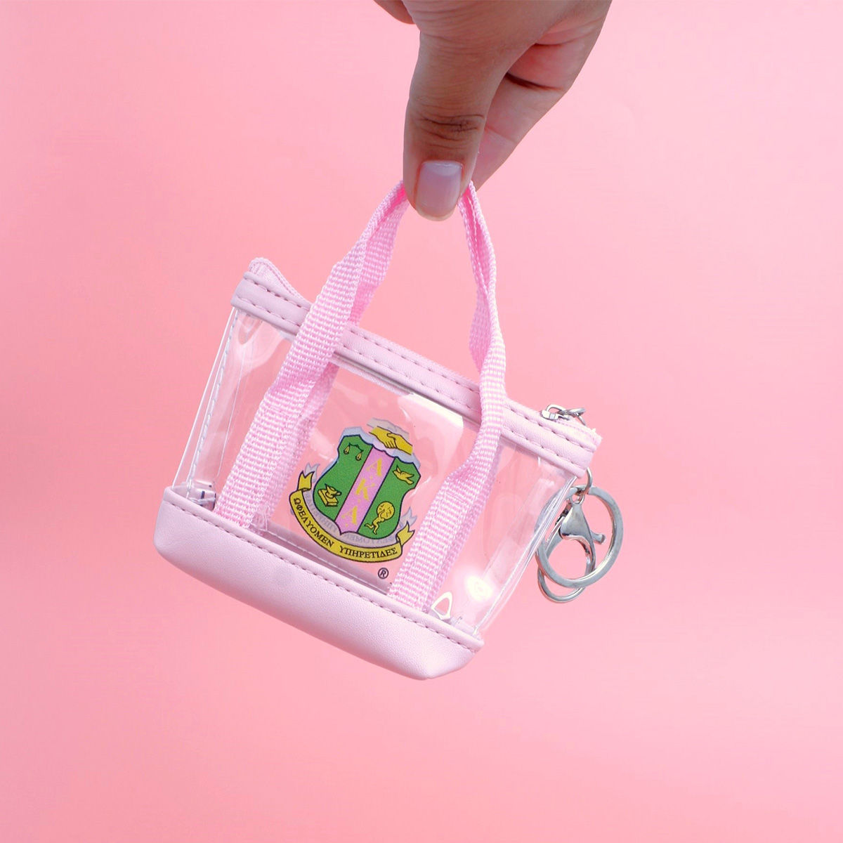 AKA Sorority Mini Tote Zipper Pouch Keychain Clip - Premium AKA Sorority Paraphernalia from Pinktown - Just $10! Shop now at chiquestyles