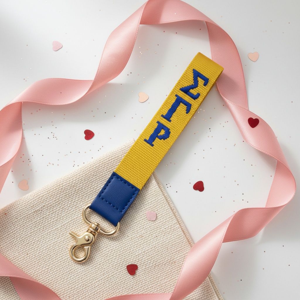 SGRHO Yellow Canvas Embroidered Wristlet Strap Clip