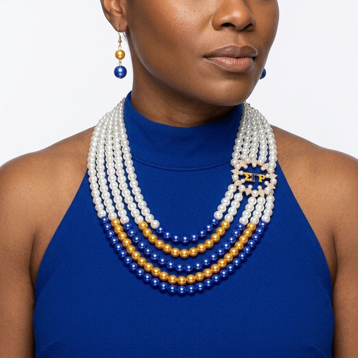Necklace Mix Blue Gold Pearl Sigma Set for Women