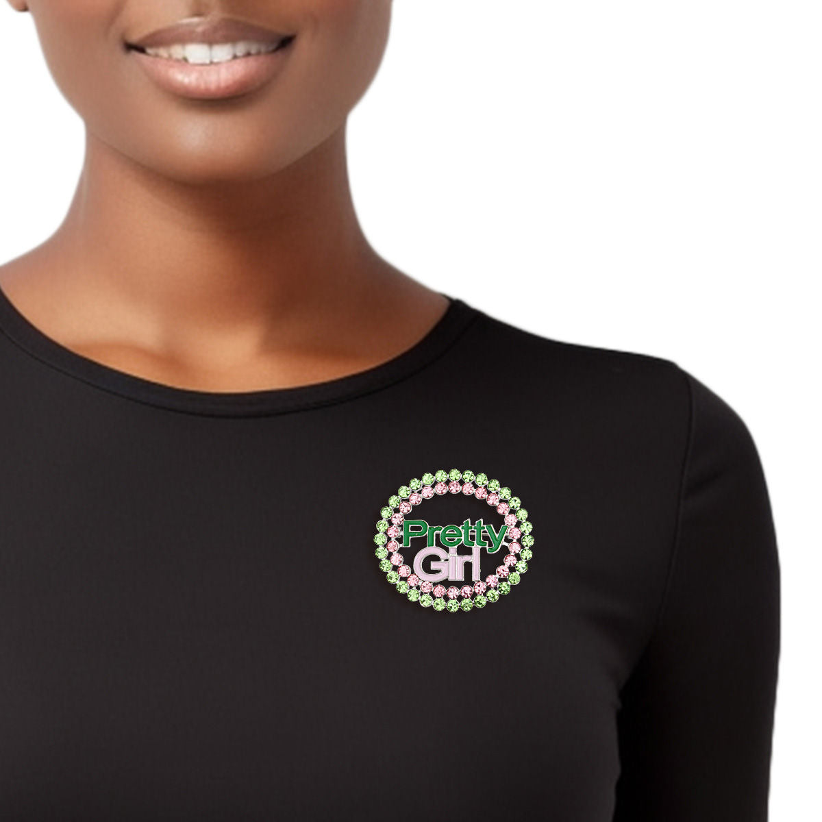 AKA Sorority Pink Green Stone Pretty Girl Brooch - Premium AKA Sorority Paraphernalia from Pinktown - Just $12! Shop now at chiquestyles