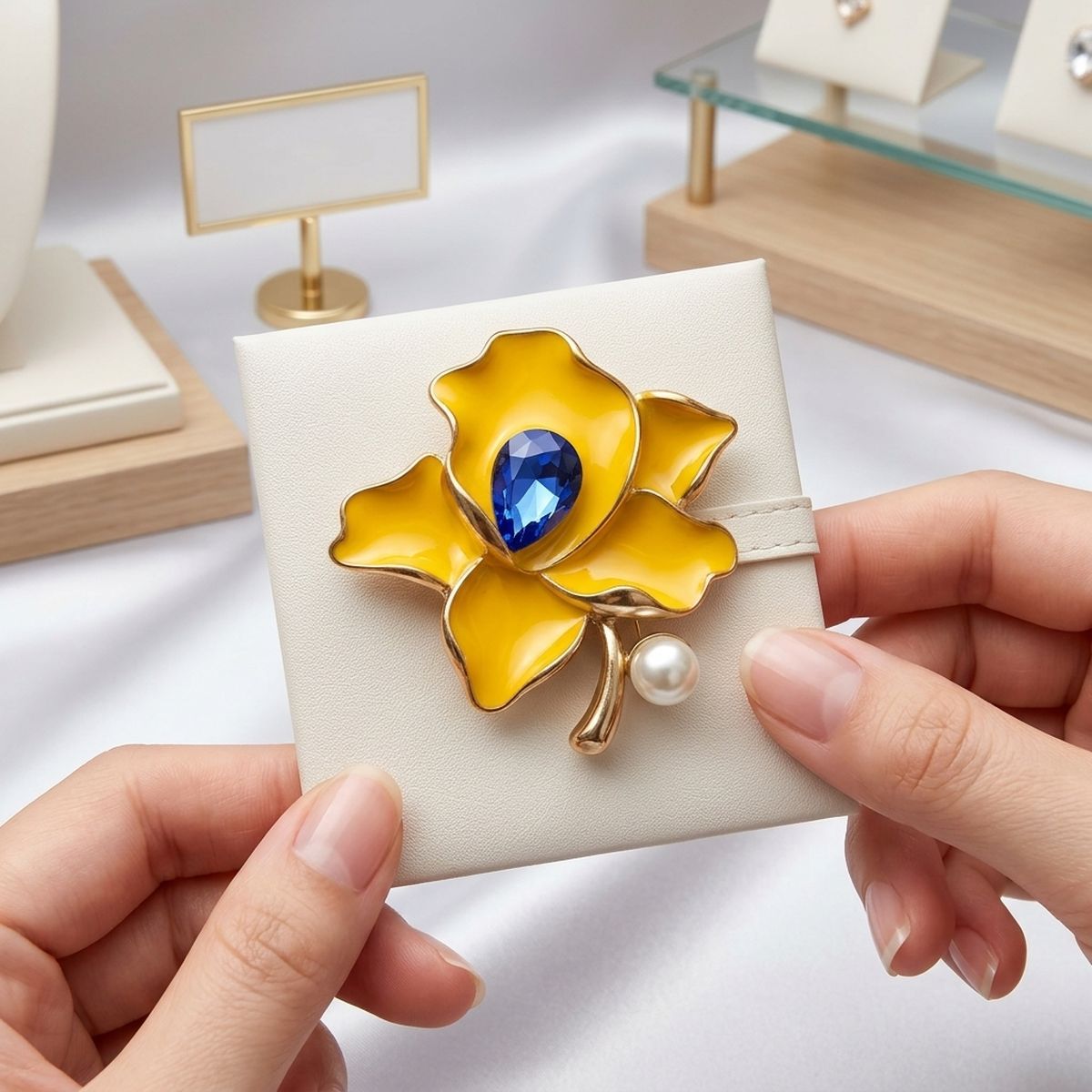 Sigma Gamma Rho Yellow Enamel Flower Brooch Pin