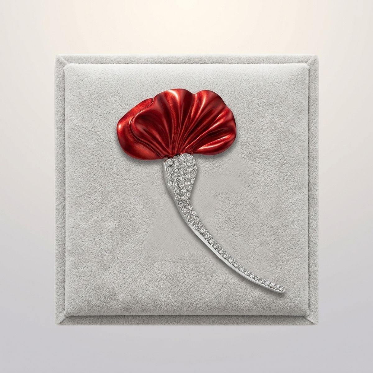 DST Crimson Red Calla Lily Rhinestone Brooch Pin