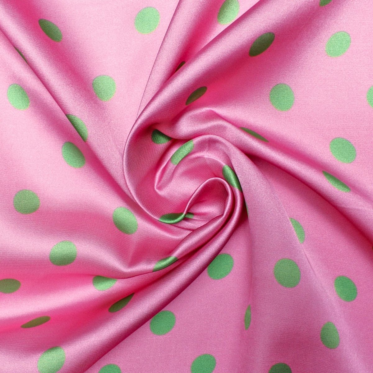 Pink and Green Polka Dot Silky Square Scarf AKA