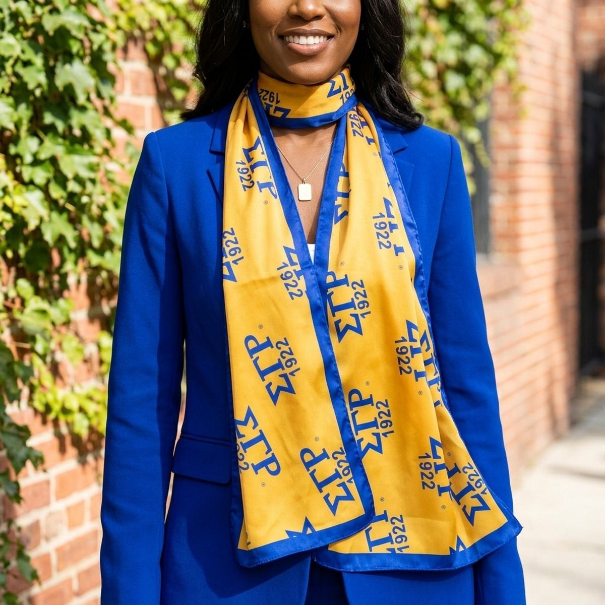 SGRHO Long Blue and Yellow 1922 Rectangle Scarf