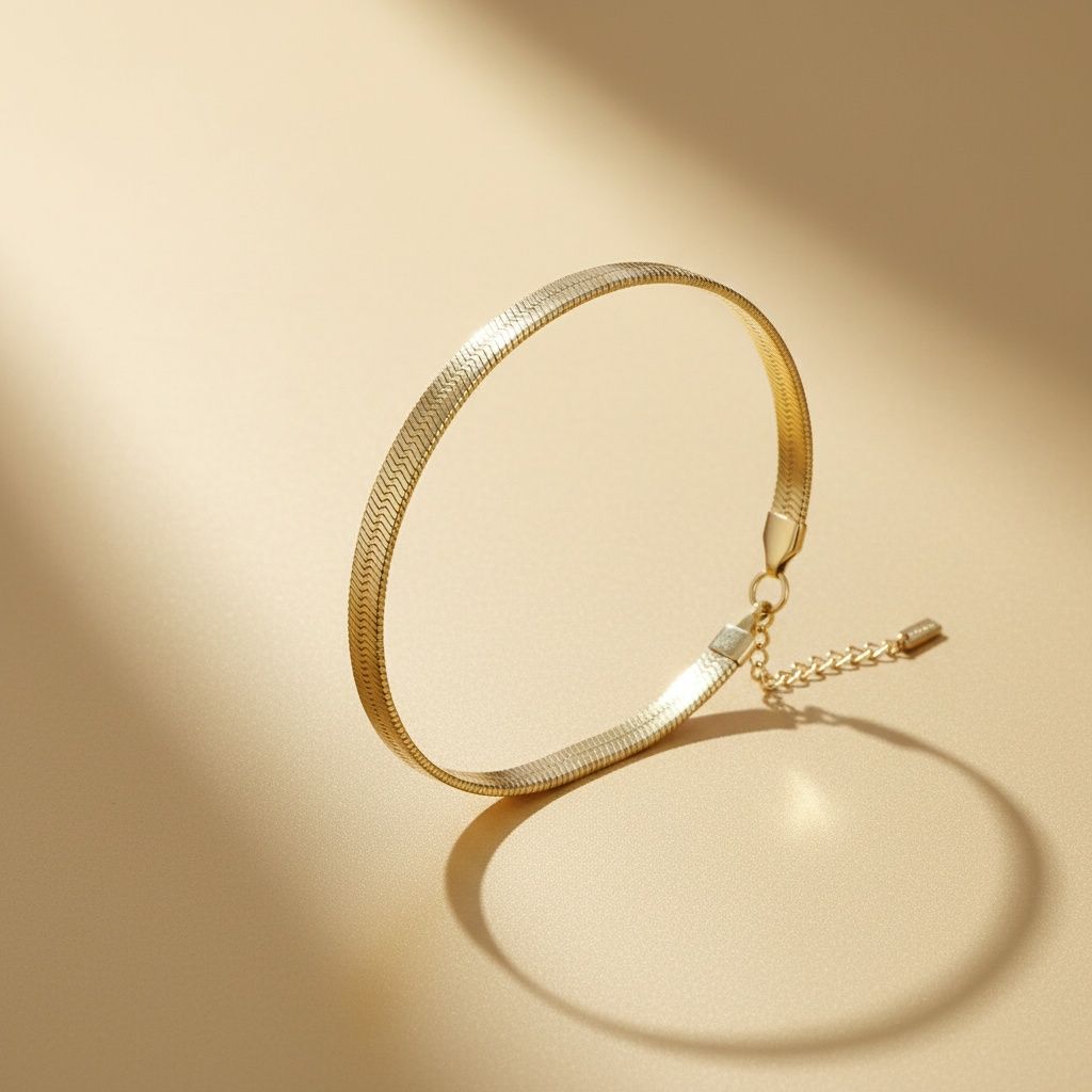 Mens 5.5mm Gold 18K Steel Herringbone Bracelet