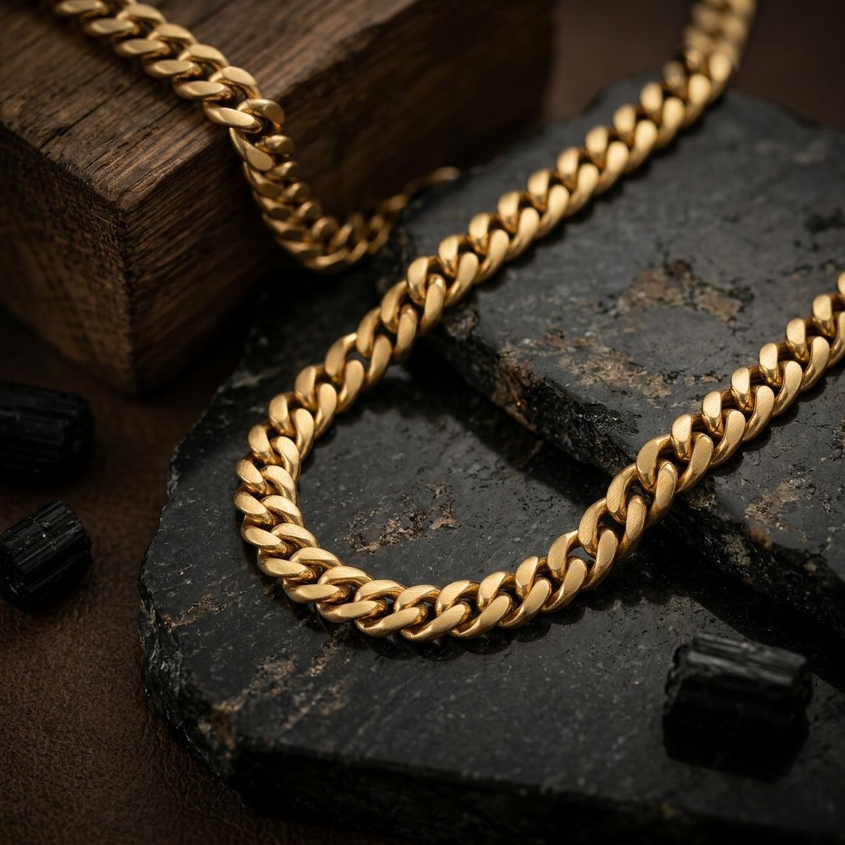 Unisex 20in 6DC 8mm Gold Stainless Steel Chain