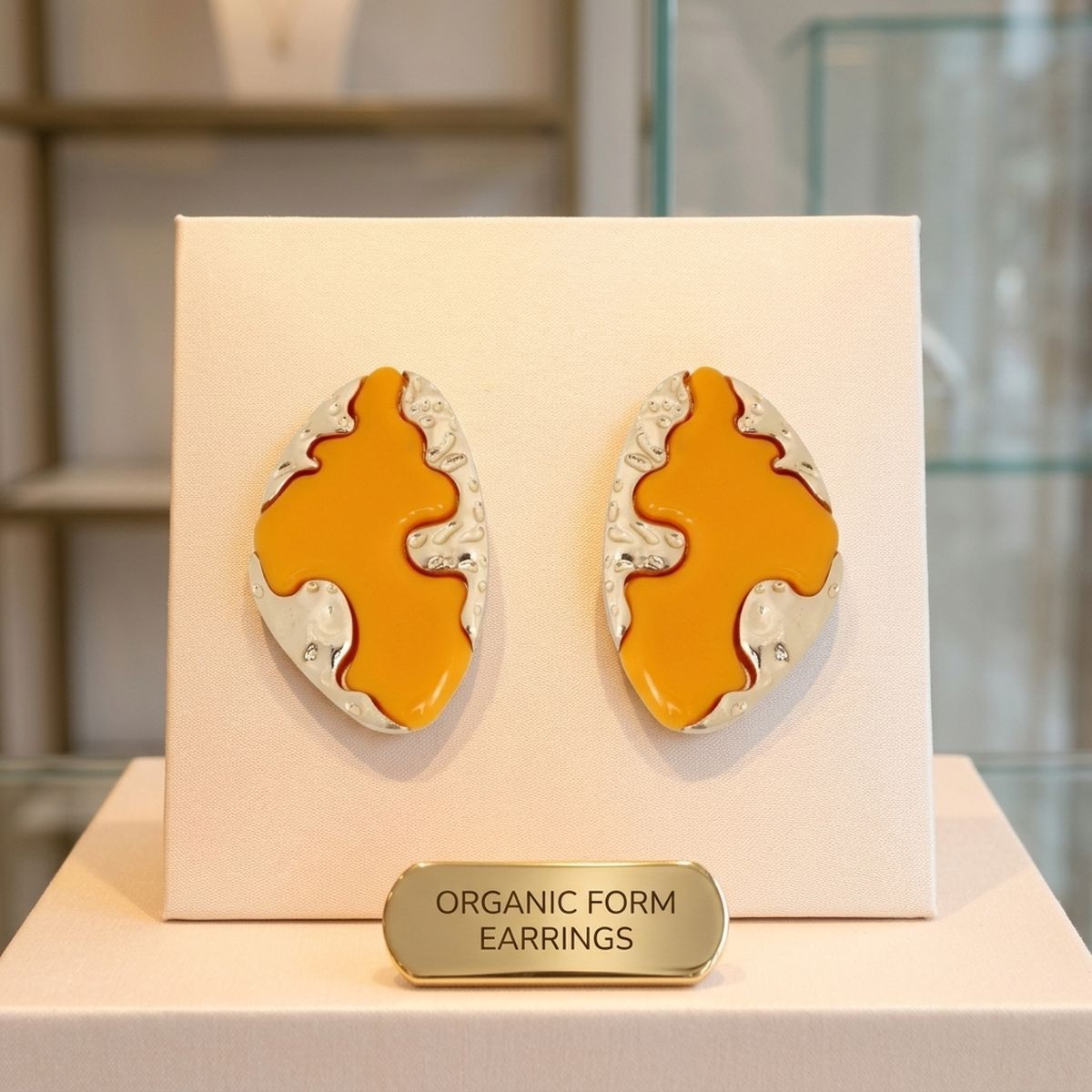 Stud Yellow and Gold Molten Metal Retro Earrings