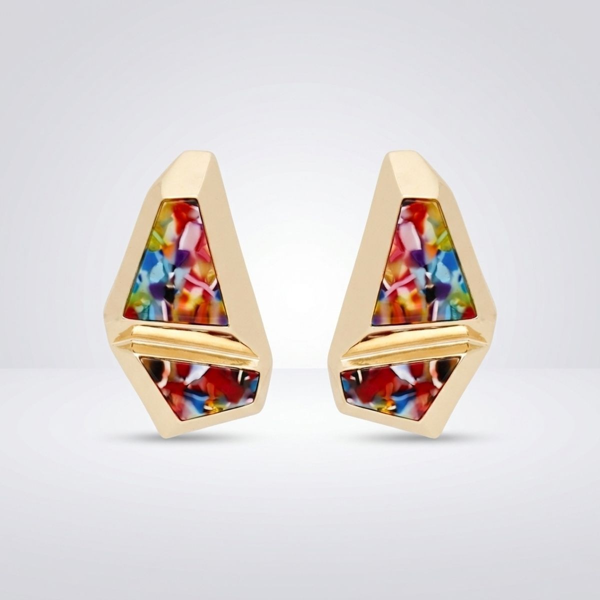 Stud Abstract Multicolor Mosaic Terrazzo Earrings
