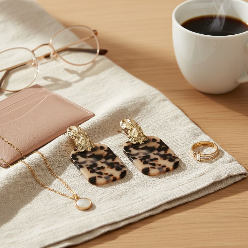 Drop Oversized Beige Turtle Shell Opulent Earrings