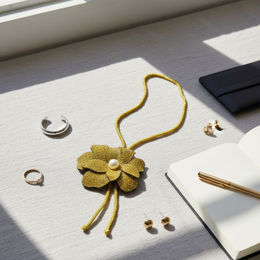 Long Y Brilliant Yellow Blooming Flower Necklace