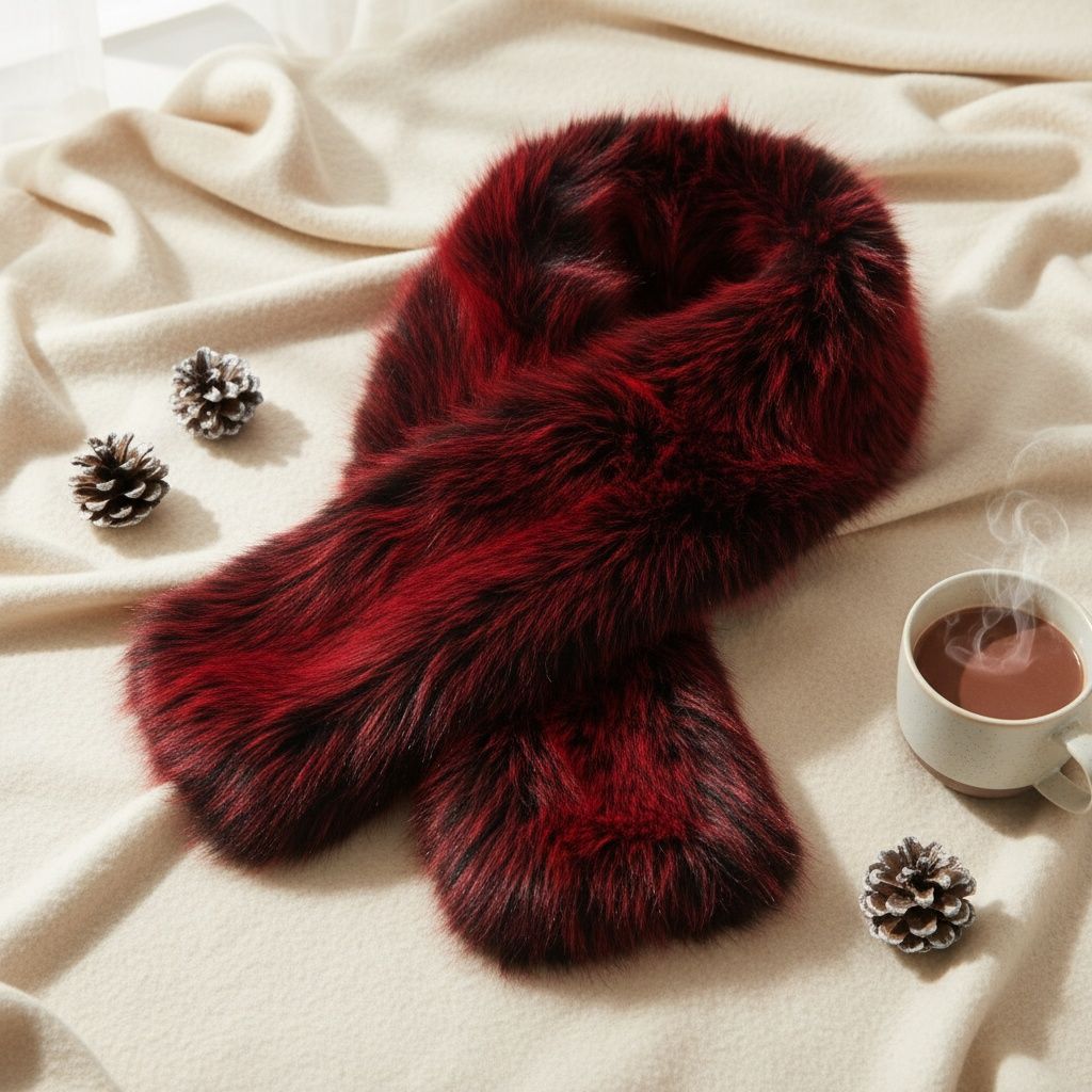 Scarf Luxe Faux Fur Red Collar Winter Stole