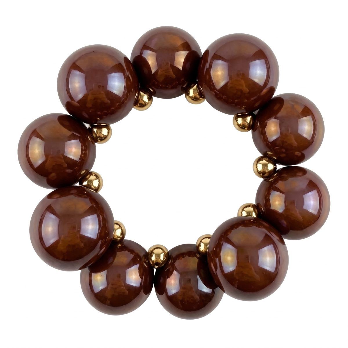 Dark Brown Marble Bubble Ball Bead Bracelet