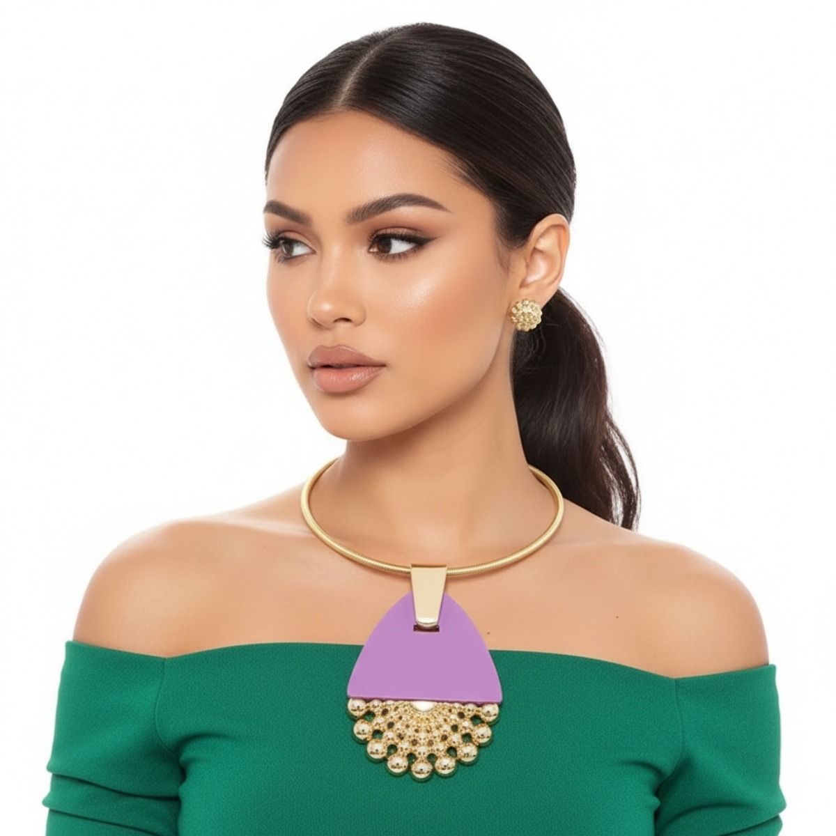 Purple Teardrop Burst Necklace