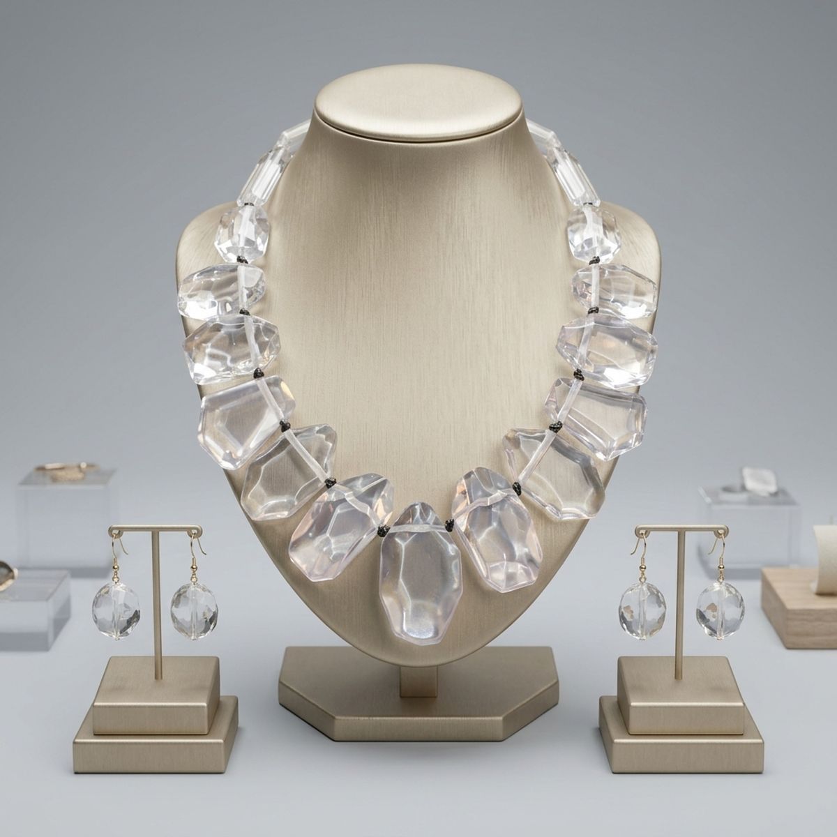 Toggle Chunky Clear Bead Cord Tribal Necklace