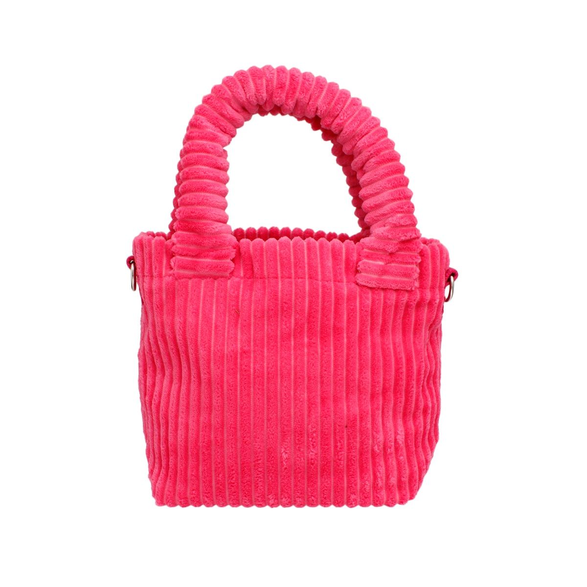 AKA Pink Corduroy Small Tote Green Strap Handbag