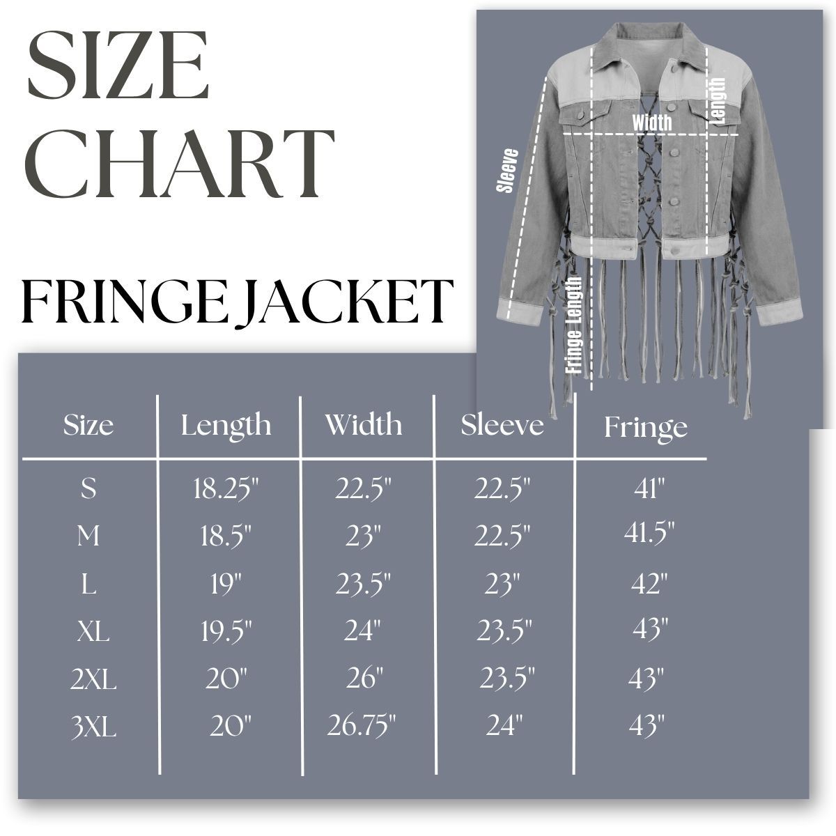 ZPB Apparel Medium Blue White Denim Fringe Jacket