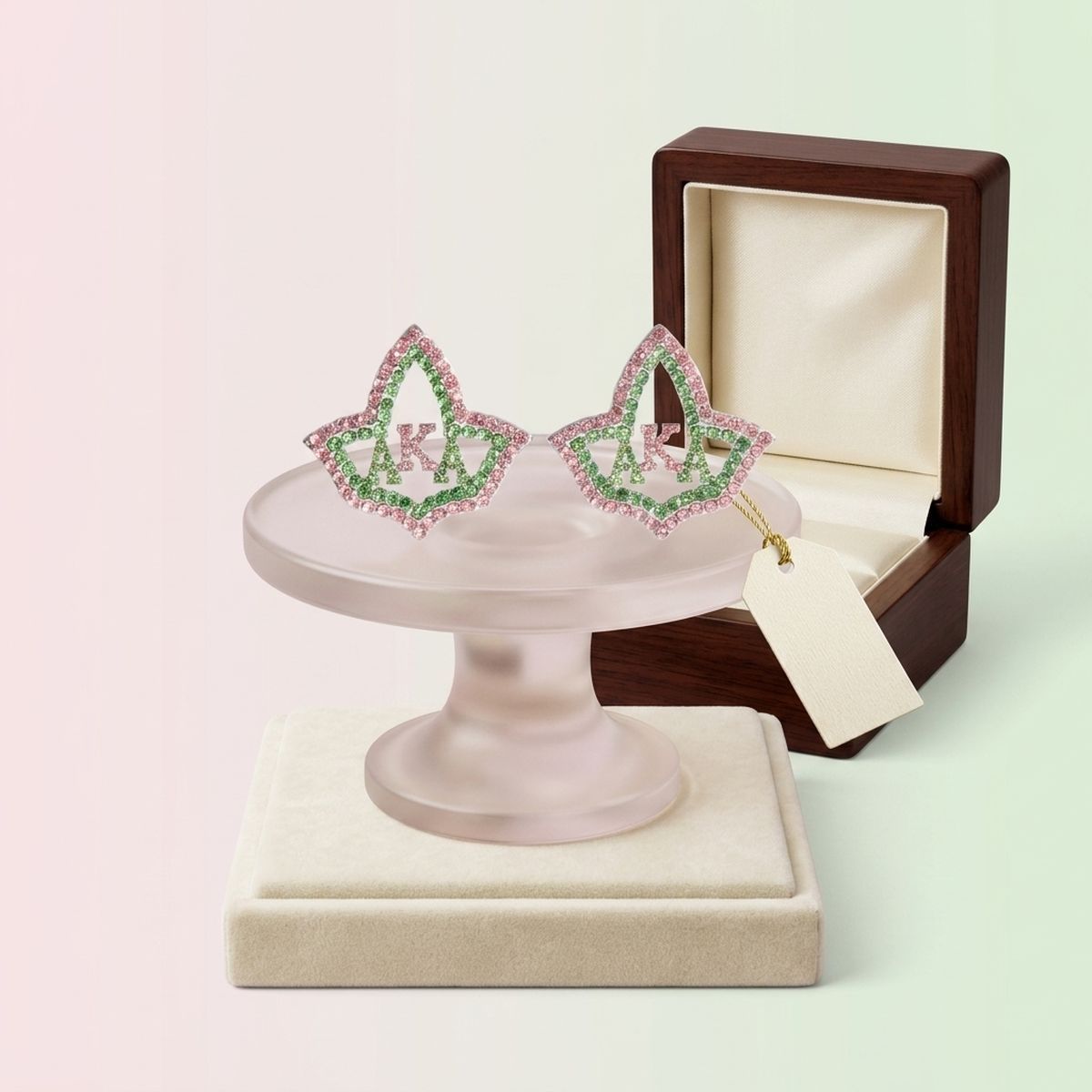AKA Ivy Leaf Greek Rhinestone Stud Earrings