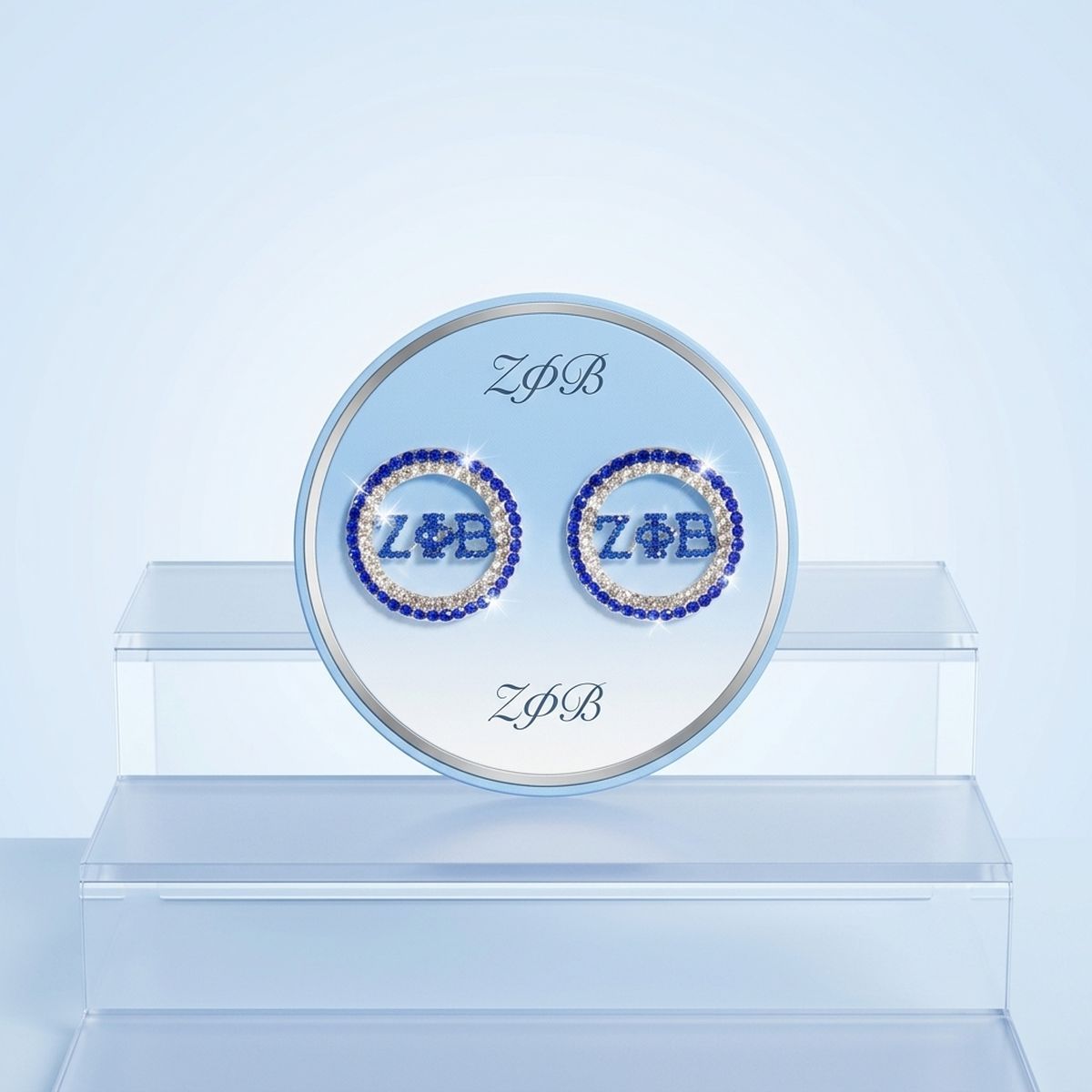 ZPB Circle Greek Rhinestone Stud Earrings
