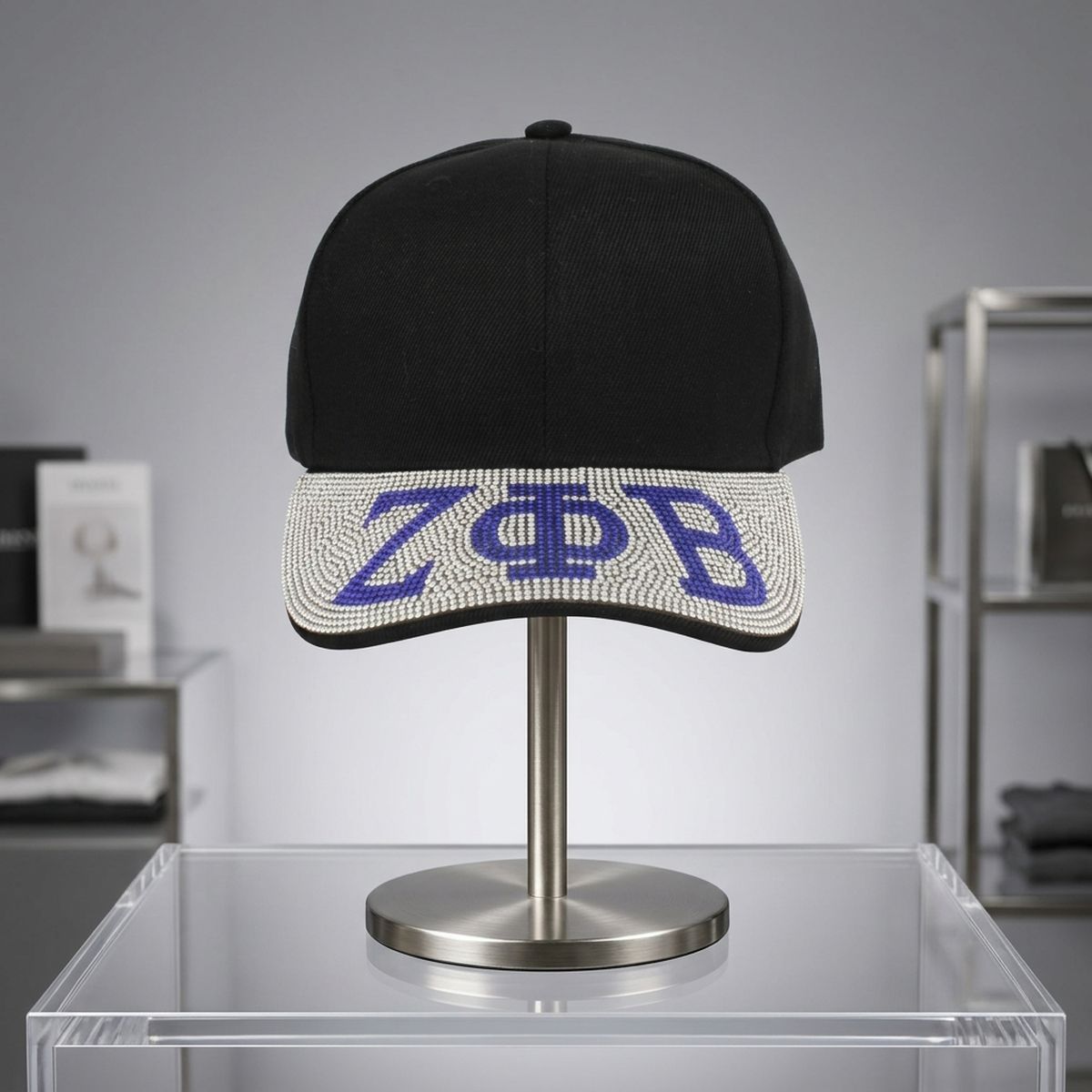 ZPB Black Canvas Greek Brim Baseball Cap