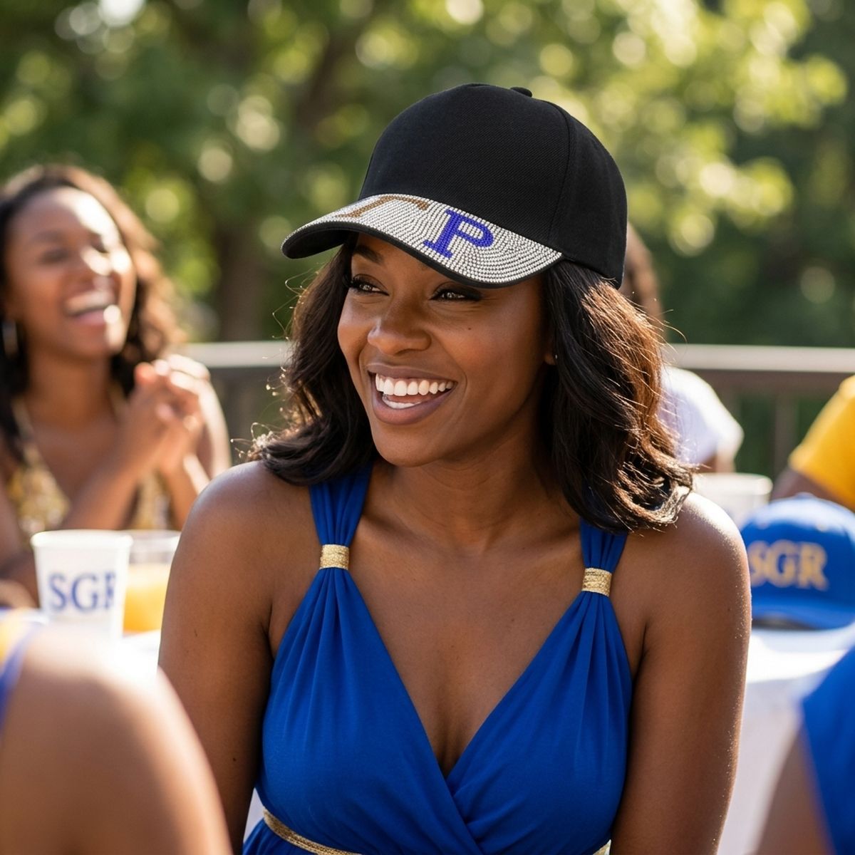 SGRHO Black Canvas Greek Brim Baseball Cap