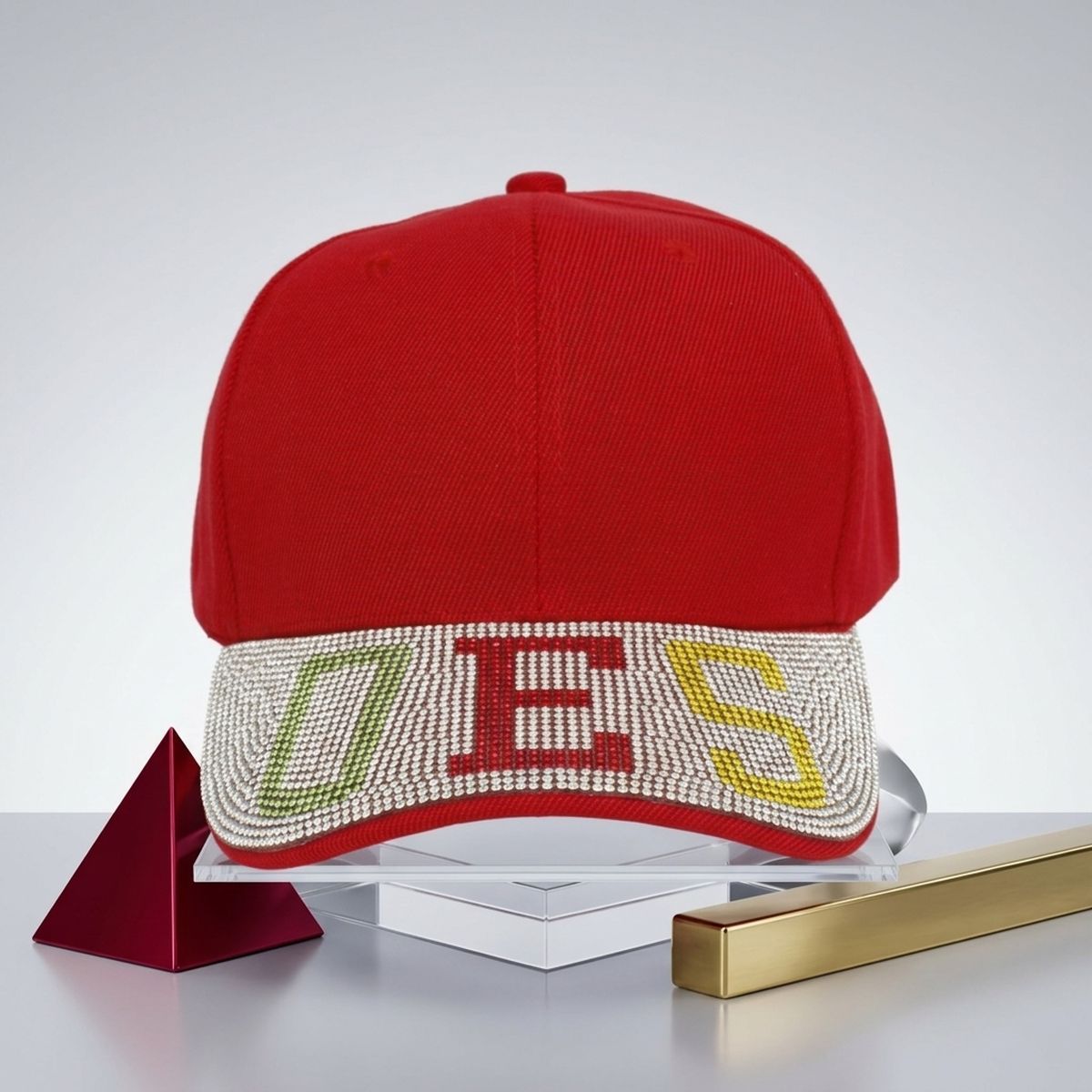 OES Red Canvas Greek Brim Baseball Cap
