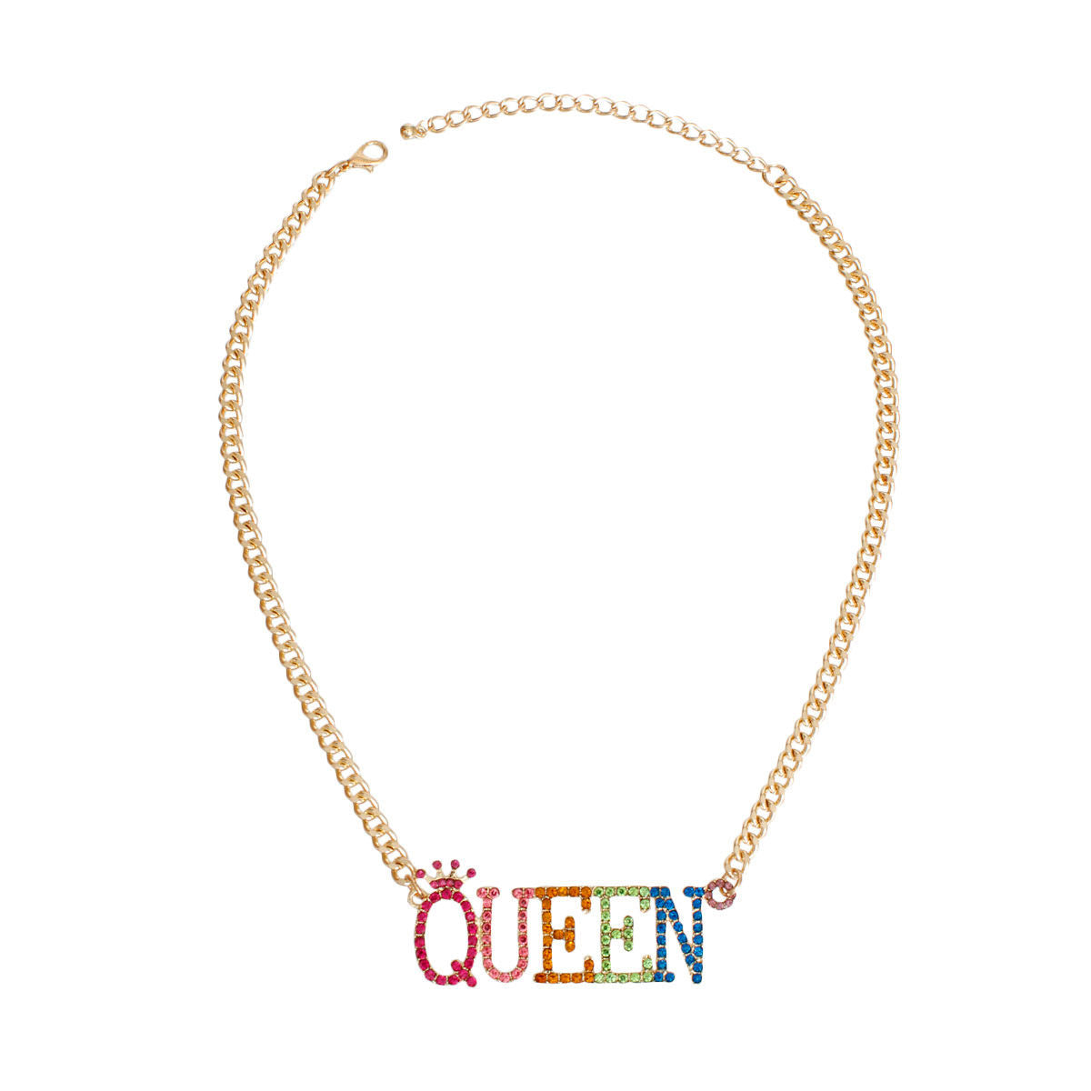 Necklace Multicolor Iced Queen Chain for Women - Premium Wholesale Jewelry from Pinktown - Just $14! Shop now at chiquestyles
