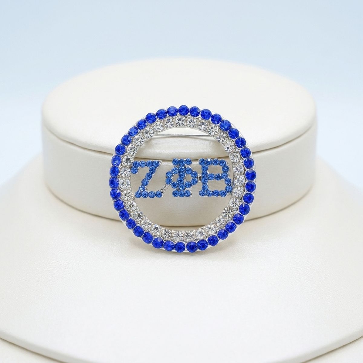 ZPB Circle Greek Rhinestone Brooch Lapel Pin