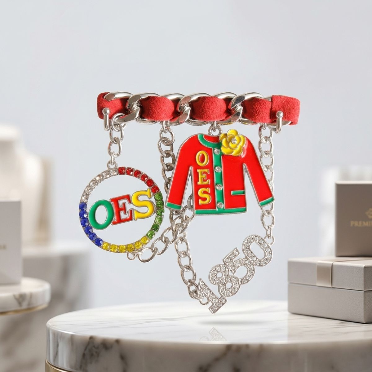 Order of the Eastern Star 1850 Ribbon Charm Brooch