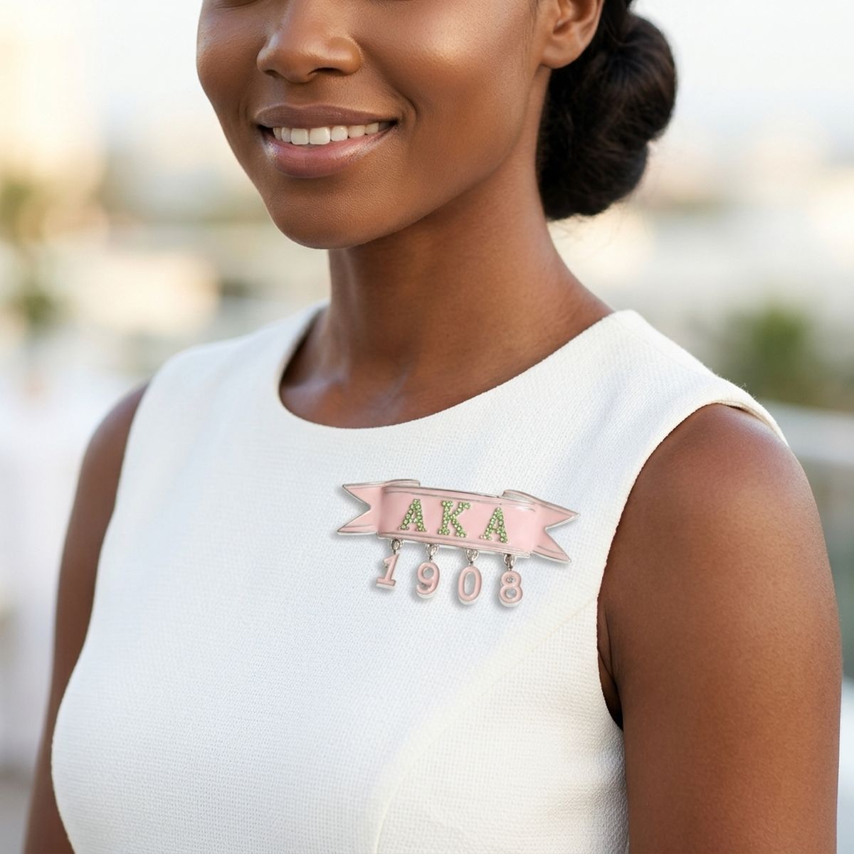 Alpha Kappa Alpha 1908 Banner Brooch Lapel Pin