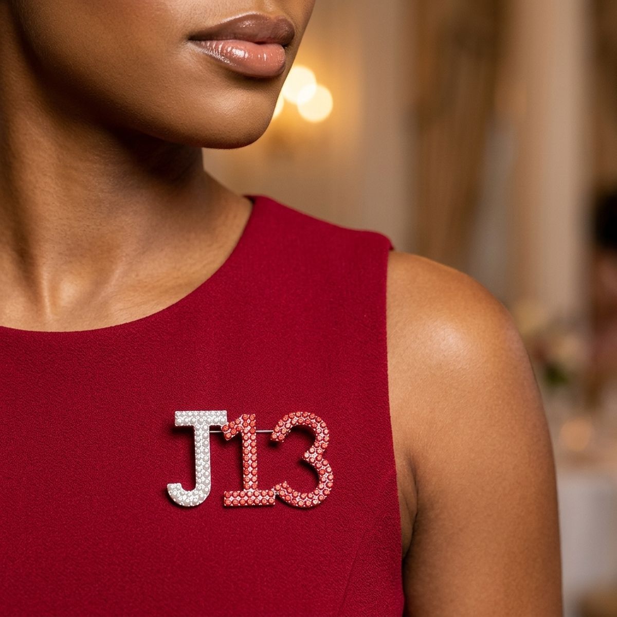 Delta Sigma Theta J13 Pearl Rhinestone Brooch