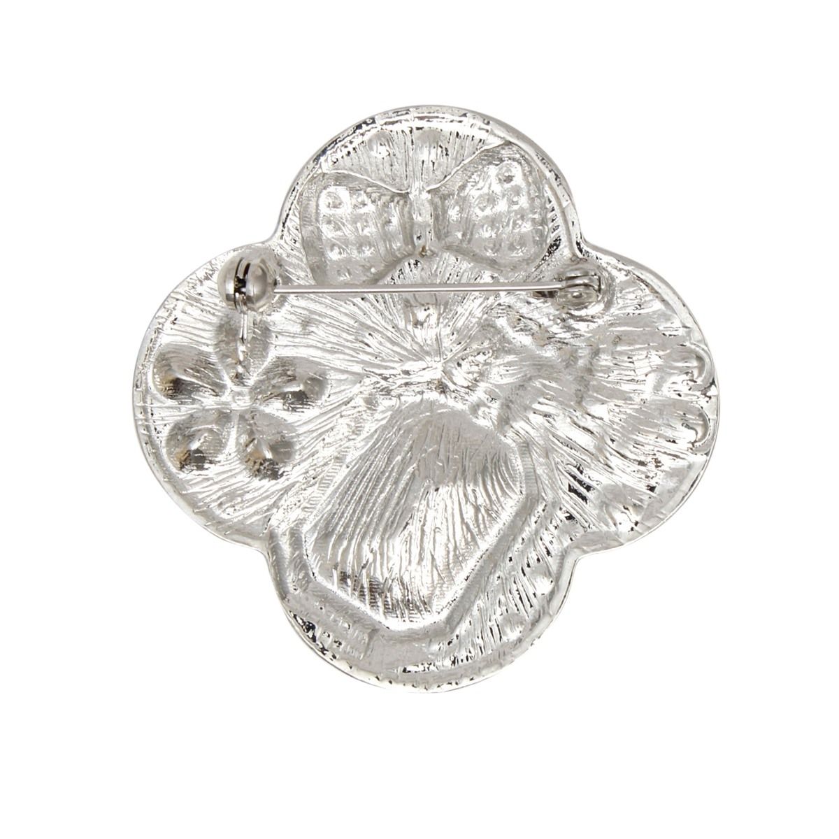 Brooch Couture Clover Red Glass Perfume Pin