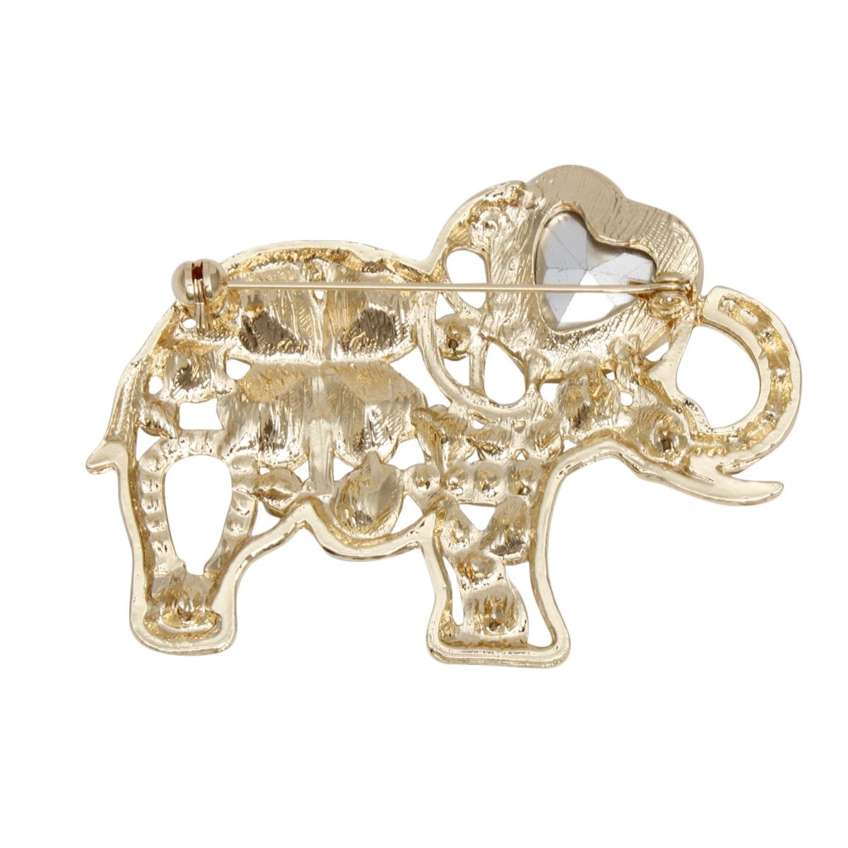 Brooch Lucky Elephant Gold Sparkle Pin for Women