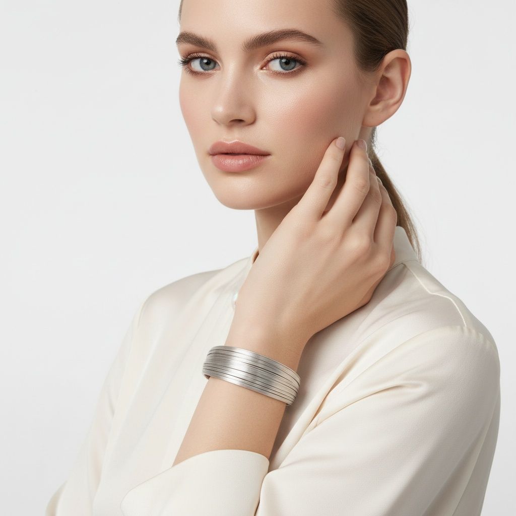 Cuff Silver Wire 35 Layer Bracelet for Women