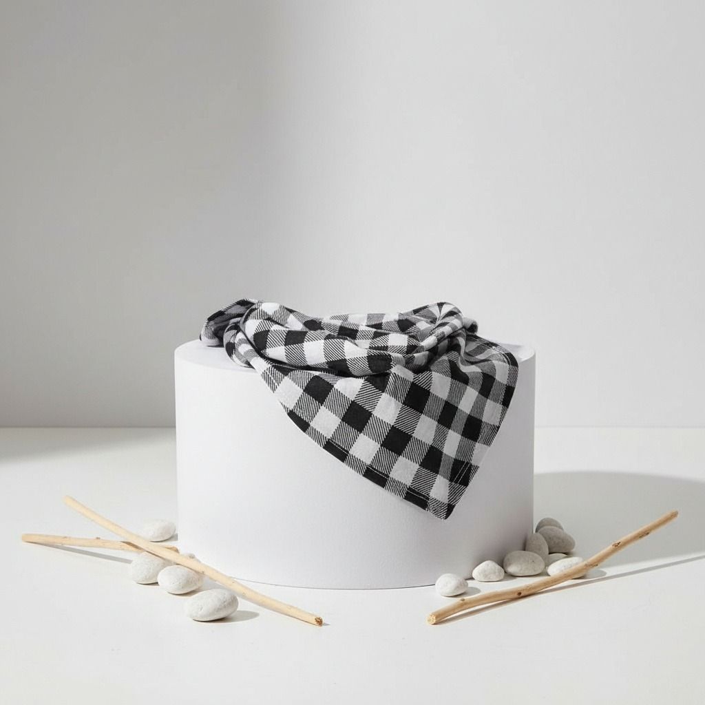 Black and White Buffalo Plaid Scarf Mask