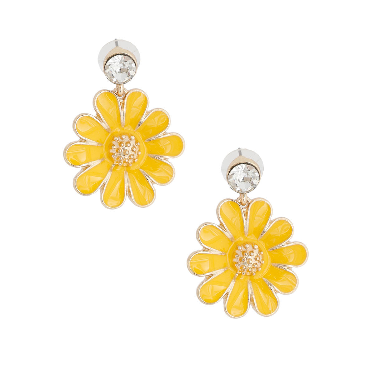 Yellow Metal Daisy Earrings|1.5 inches - Premium Wholesale Jewelry from Pinktown - Just $10! Shop now at chiquestyles