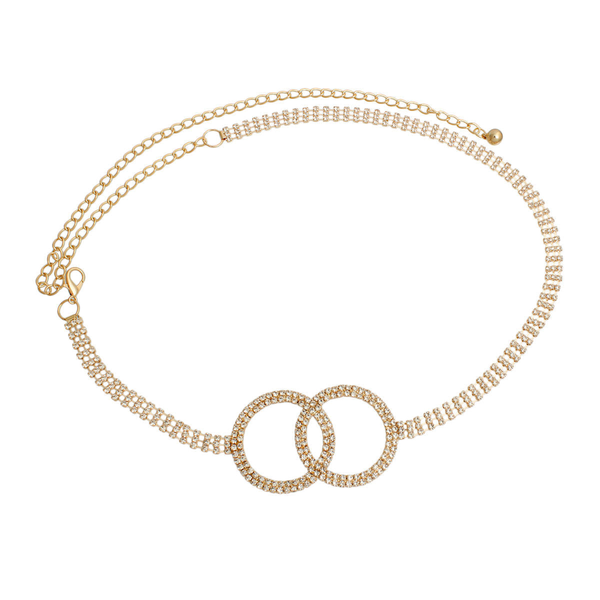 Gold Embellished Double Circle Chain Belt|Adjustable - Premium Wholesale Fashion Accessories from Pinktown - Just $15! Shop now at chiquestyles