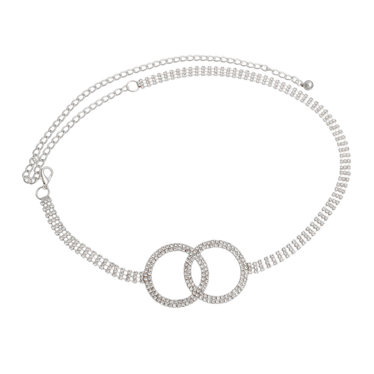 Silver Embellished Double Circle Chain Belt|Adjustable - Premium Wholesale Fashion Accessories from Pinktown - Just $15! Shop now at chiquestyles