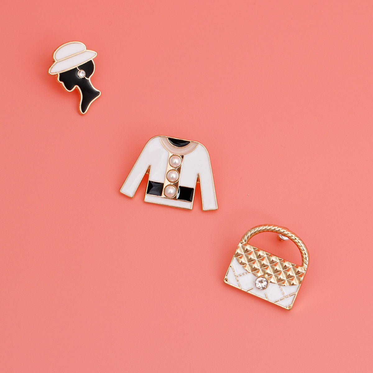 Gold White 3pcs Sweater Designer Studs|Assorted - Premium Wholesale Jewelry from Pinktown - Just $15! Shop now at chiquestyles